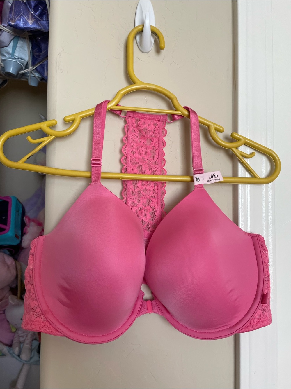 Victoria's Secret Hot Pink Lace Racerback T-Shirt Bra